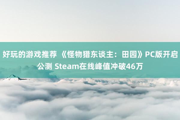 好玩的游戏推荐 《怪物猎东谈主：田园》PC版开启公测 Steam在线峰值冲破46万