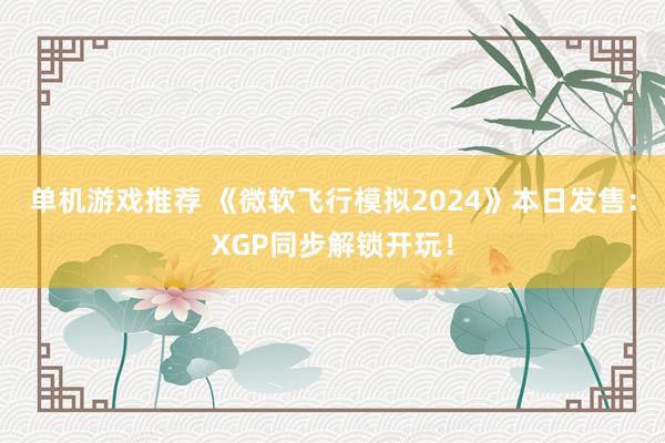 单机游戏推荐 《微软飞行模拟2024》本日发售：XGP同步解锁开玩！